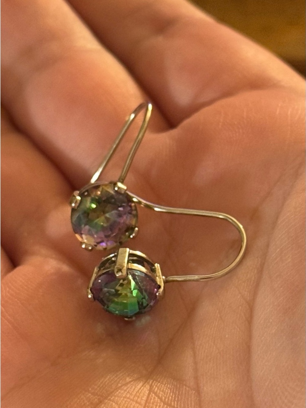 Mystic Topaz Sterling Round Drop Earrings - Picture 13 of 15